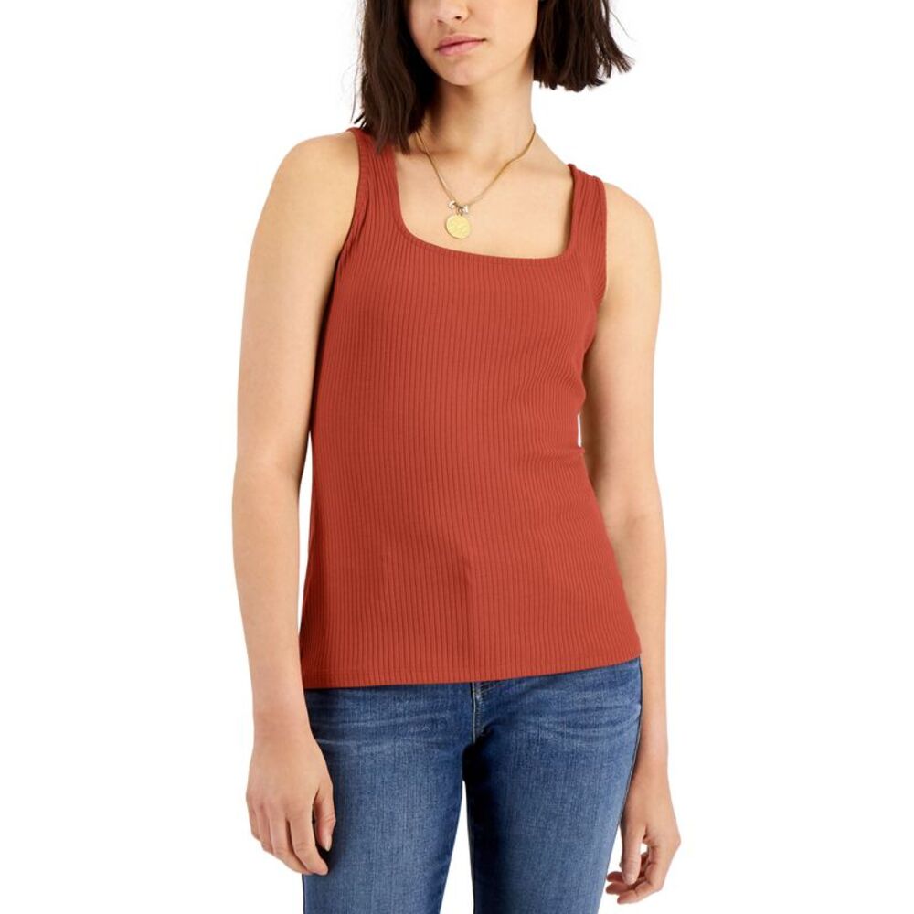 INC International Concepts Women's Square Neck Rib Tank